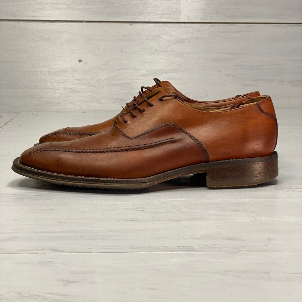 Mezlan Livonia Oxford Men 9 M Tan Leather Split Toe Dress Shoes Lace Up Spain